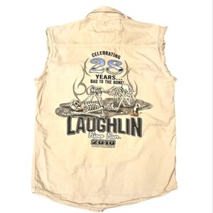 Biker's Club Sleeveless Button Up Shirt Size M Skeletons Inappropriate 2010